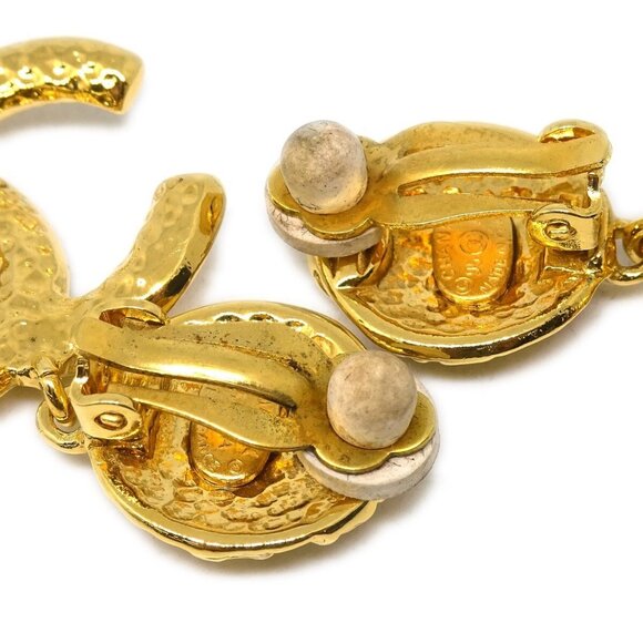 Chanel Gold Dangle Earrings Clip-On - Picture 5 of 8